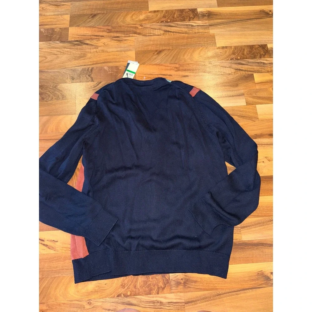 Perry Ellis Cardigan Sweater Mens Large Blue Colorblock NEW spring summer Easter